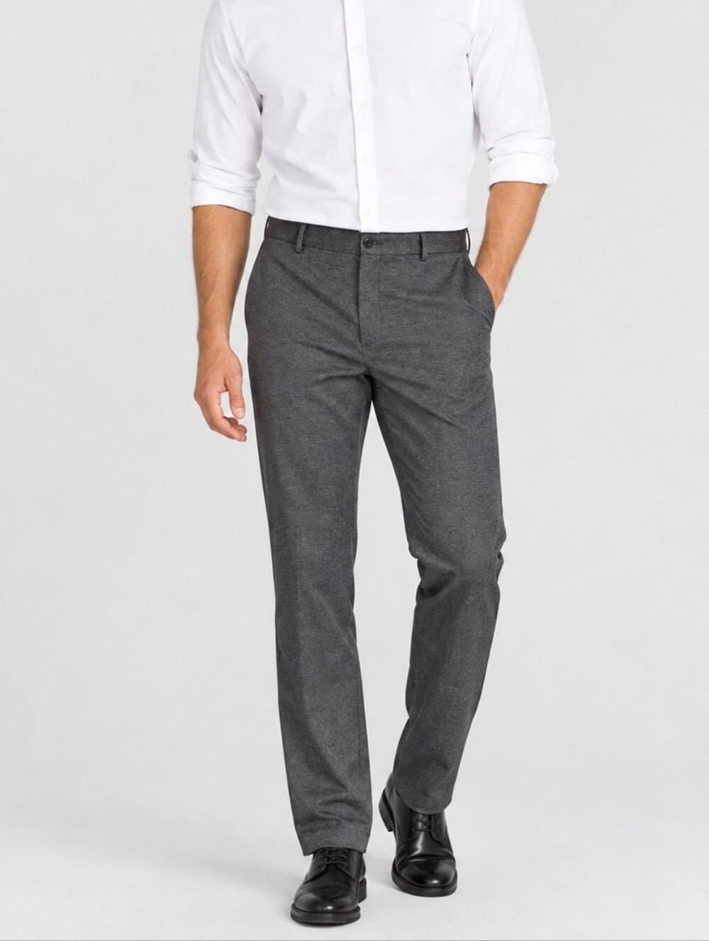 Ted Baker Men’s Flat-Front Comfort Stretch Dress Trousers Gray 36x30